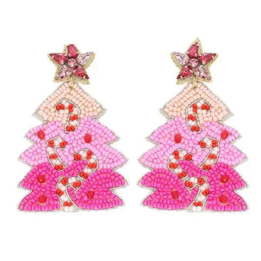 Pink Ombre Candy Cane Tree Earrings