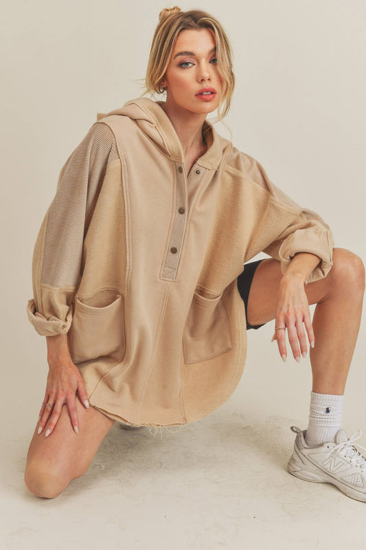 The Diamond Hooded Pullover, Oat