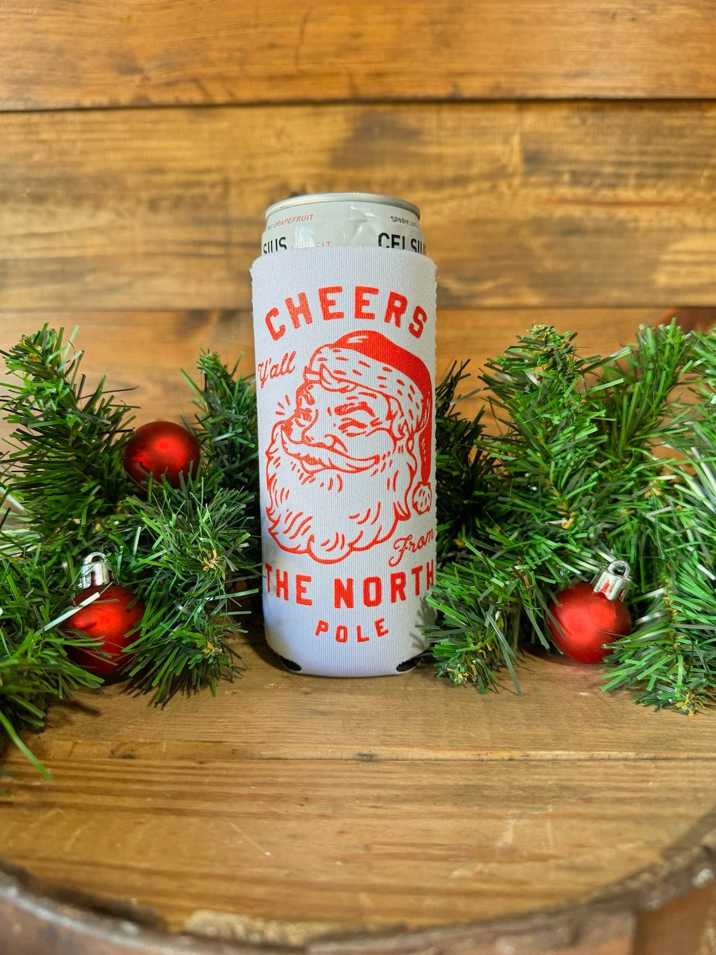 Winking Santa from the North Pole - Slim Coozie