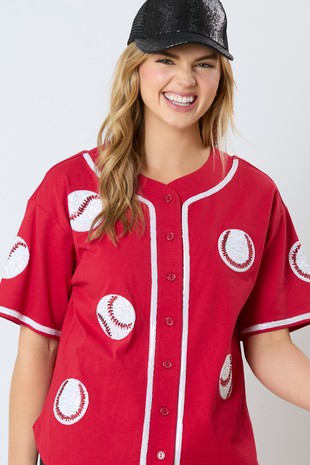 Baseball Sequin Top