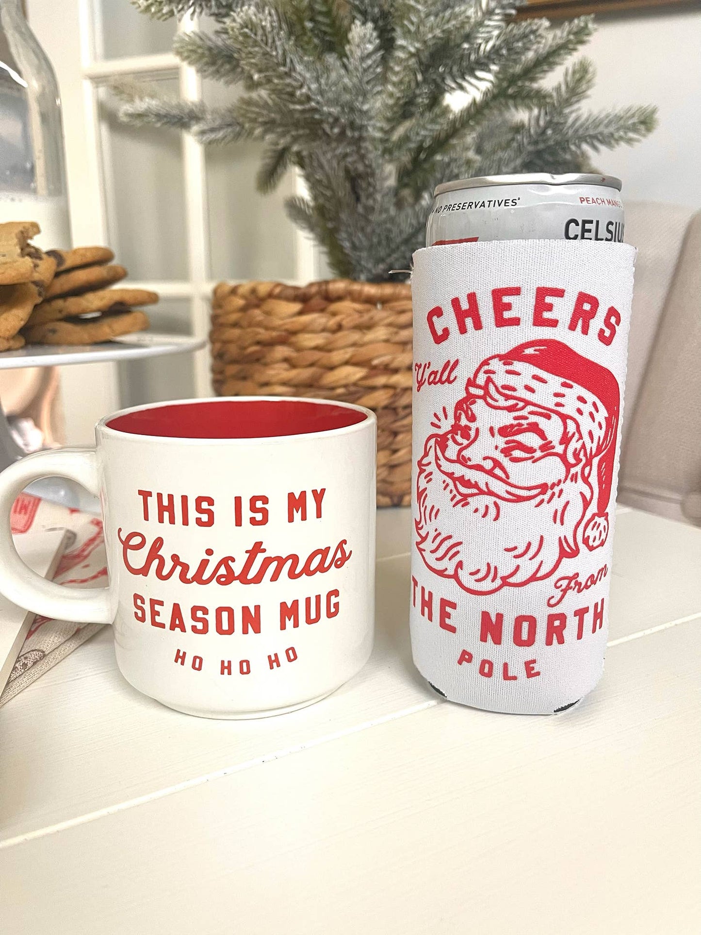 Winking Santa from the North Pole - Slim Coozie