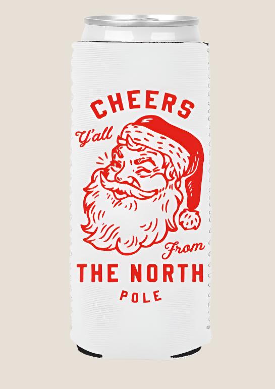 Winking Santa from the North Pole - Slim Coozie