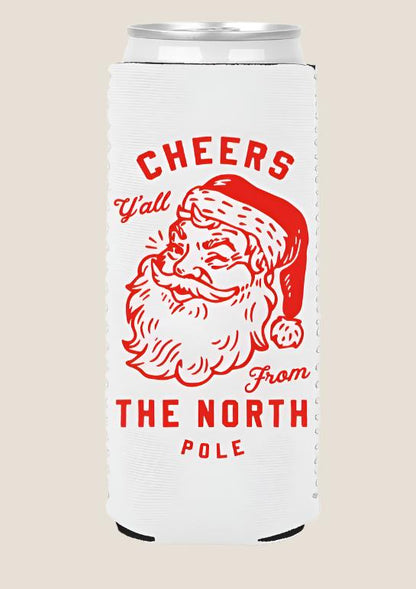 Winking Santa from the North Pole - Slim Coozie