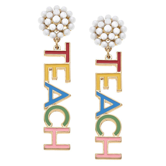 TEACH Pearl Cluster Drop Earrings