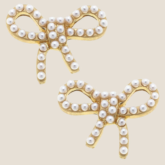 Bow Pearl Studded Stud Earrings