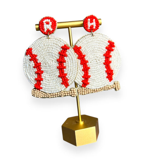 Home Run Baseball Beaded Earrings