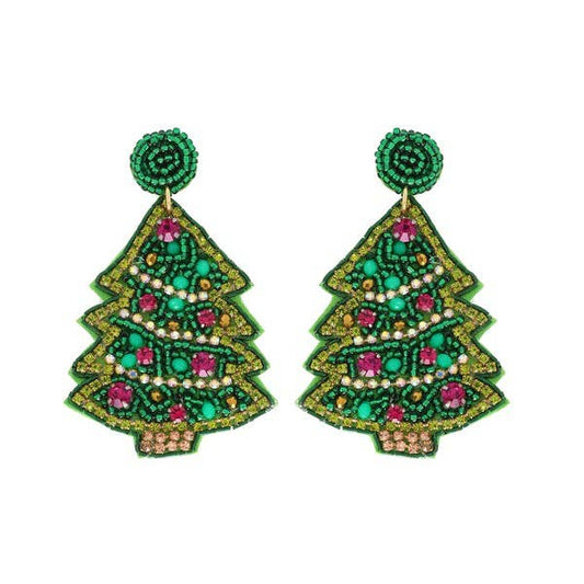 Christmas Tree Earrings, Green