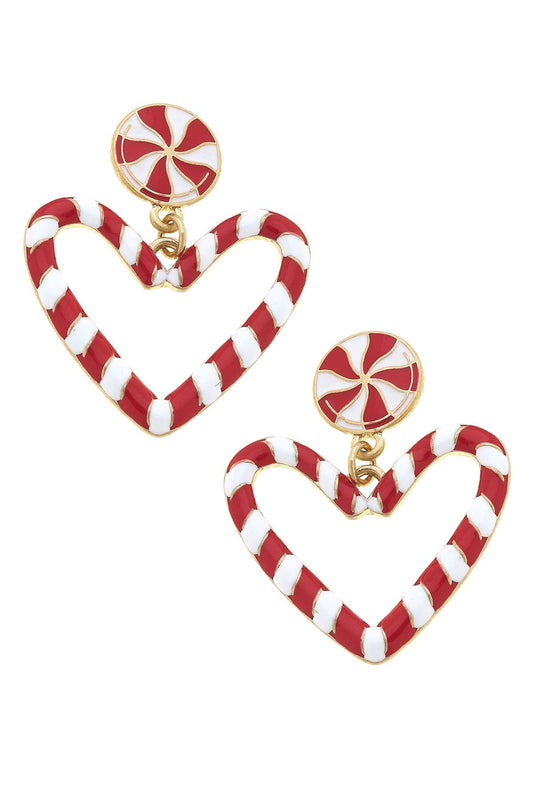 Candy Cane Hearts Earrings